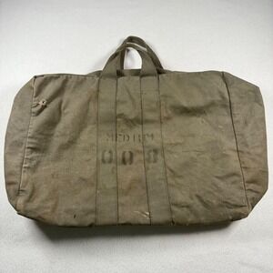 Vintage 1960 USAF Flyers Kit Bag Green Canvas Military Air Force Flight Gear